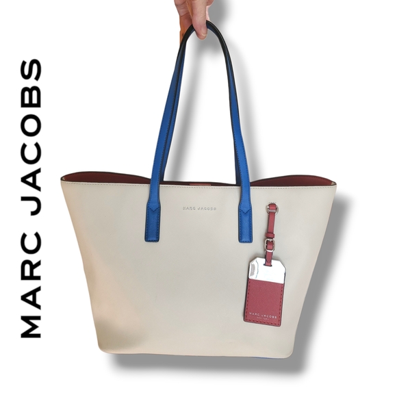 Marc Jacobs Sidekick Colorblock Tote Red White and Blue Handbag Silver & Red Tag - Picture 3 of 10